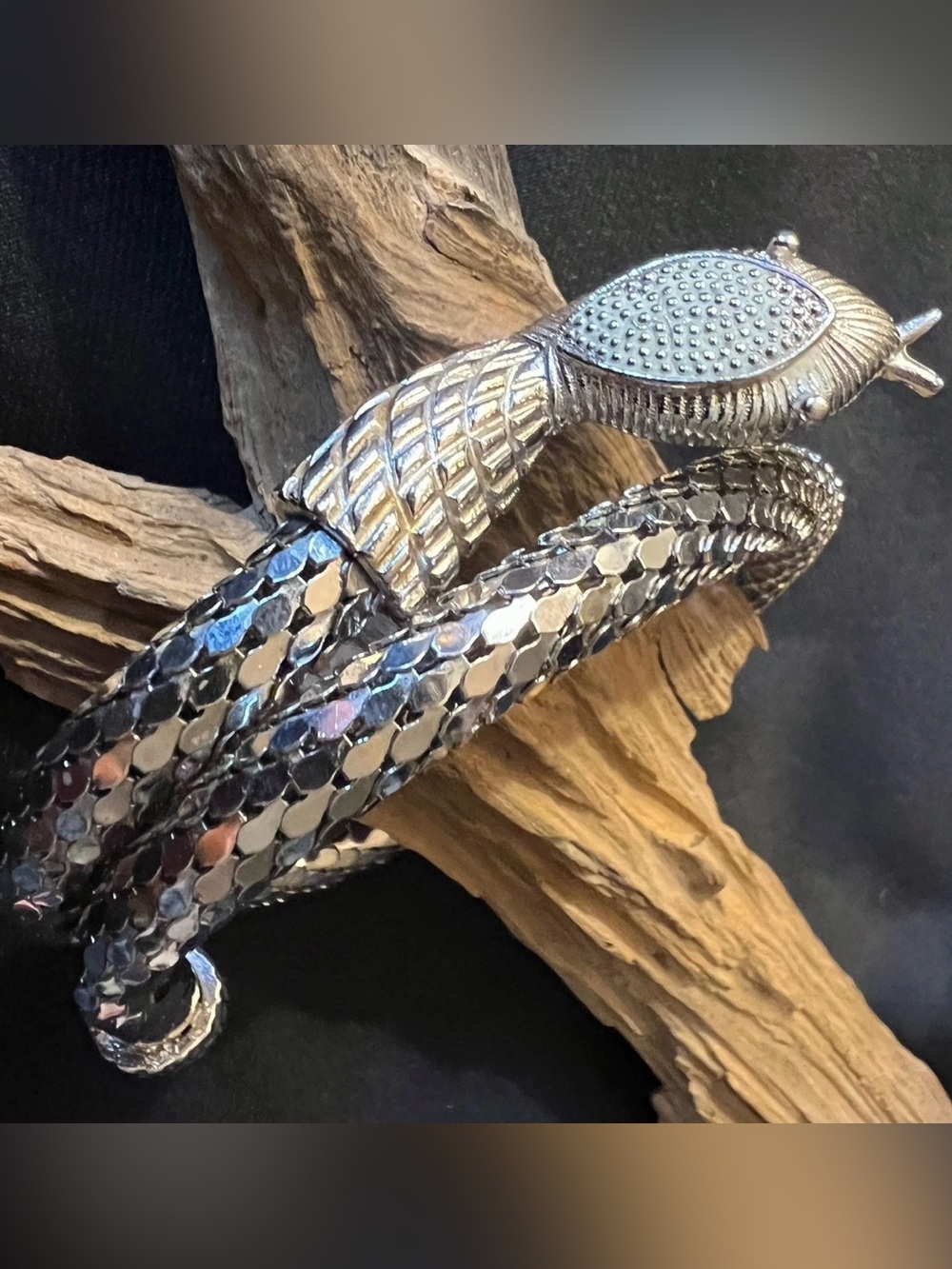 Oromesh vintage articulated snake bracelet in silver